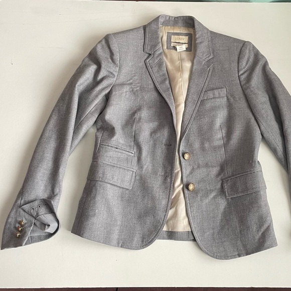 SIZE 4 J CREW GREY SCHOOL BOY WOOL BLAZER - Picture 2 of 10